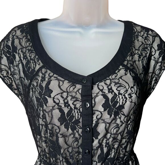 Kimchi Blue Fit and Flare Black Lace Dress Sz XS Whimsigoth Dark Academia Twee - Picture 7 of 11